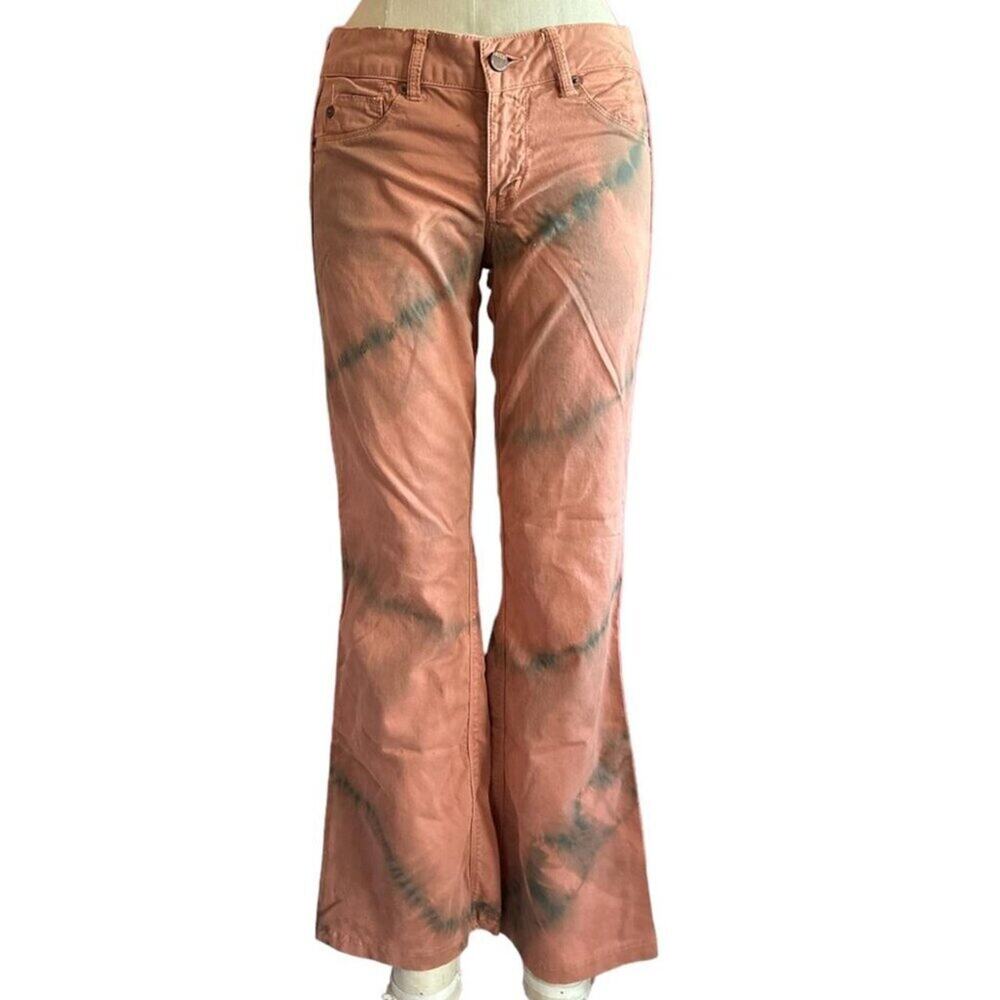 Womens Flare Leg Jeans Size 28 Tie Dye Hippie Bell Bottom Wide Leg